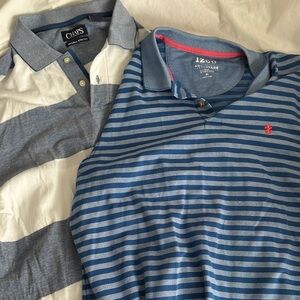 Men's Striped Polo Shirts - Blue and Gray